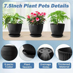 7.5 Inch Black Thickened Plastic Plant Pots - Image 3
