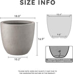 Kante 18 Inch Diameter Round Concrete Planter, Indoor Outdoor Large Plant Pot - Image 2
