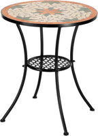 VINGLI Garden Patio Mosaic Table, Outdoor Bistro, 23.6" Round End Table by VINGLI