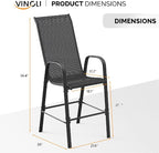 VINGLI Outdoor Bar Chairs Set of 6 – Stackable Outdoor Bar Stools - Image 3
