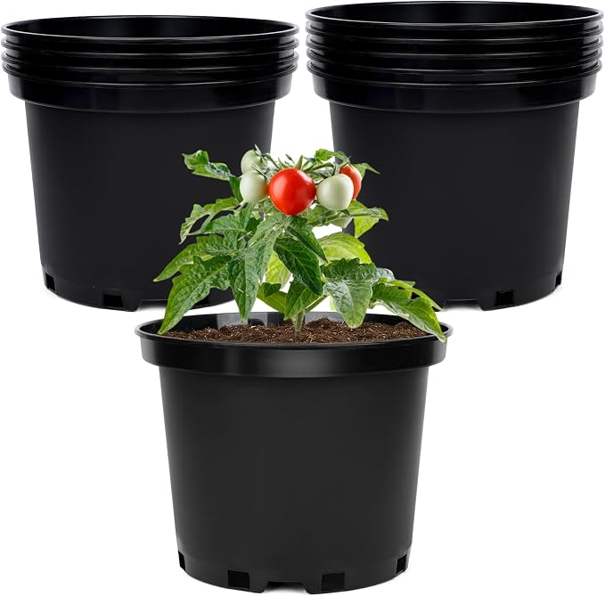 GREANER Plastic Garden Pots, 8 Inch Nursery Pots by GREANER