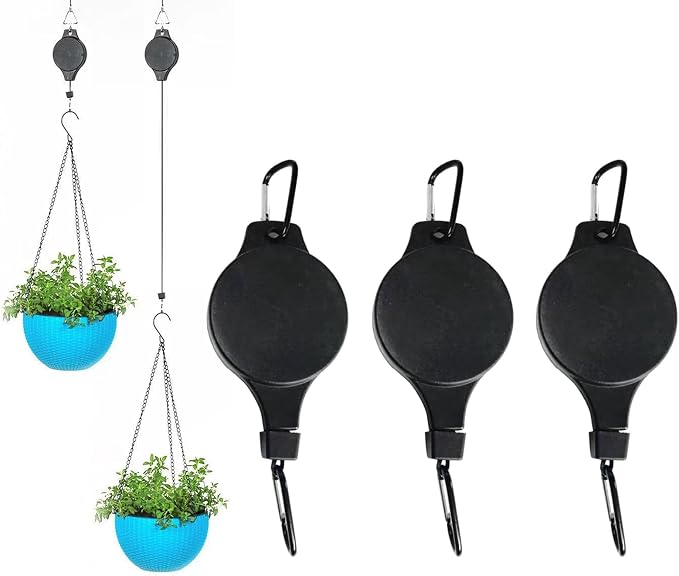 3Pack Retractable Plant Hanger Pulley System by HOGXUAE