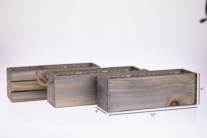 Wooden Planter Box with Handle I Rustic Barn Wood, Plastic Liner l Garden Decor - Image 6