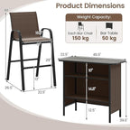 Tangkula 3 Piece Outdoor Bar Set, Patio Bar Height Table & Armchairs - Image 4