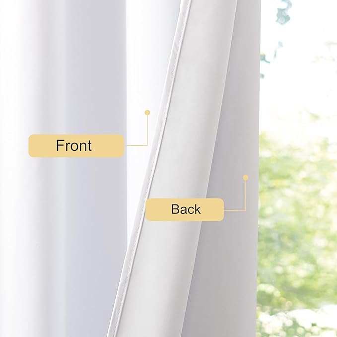 NICETOWN Pure White 100% Blackout Curtains 72 inches Long - Image 5