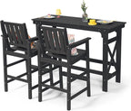 3 Pieces HDPE Outdoor Bar Table and Chairs Set, Tall Adirondack Chairs Set of 2 - Image 9