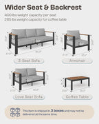 Aluminum Outdoor Patio Furniture, 3 Seats All-Weather Outdoor Patio Sofa - Image 7