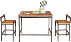 HAPPYGRILL 3 Pieces Outdoor Wicker Rattan Bar Set, Acacia Wood Patio Dining - Image 8