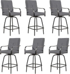 Outdoor Swivel Bar Stools Set of 6, Bar Height Patio Chairs by Godappe