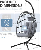 SWITTE Egg Chair Outdoor with Stand, Indoor Wicker Hanging Egg Swing Chair with - Image 3