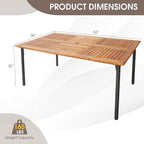 Tangkula 63" Acacia Wood Patio Dining Table - Image 3