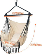 Hammock Chair Hanging Rope Swing Chair, Max 450 Lbs, Large Hanging Chair - Image 4