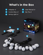 Govee S14 Bulb Outdoor String Lights 2, 48ft Smart RGBIC Warm White Patio Lights - Image 8