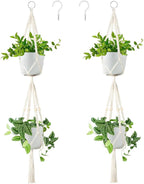 Belit 2 Pack Double Macrame Plant Hangers 2 Tier Hanging Planter Basket by Belit