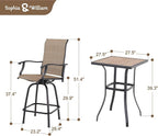 Sophia & William Outdoor Bar Set, Patio Bar Table and Chairs Set, Bar Height - Image 7