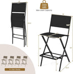 COSTWAY Outdoor Patio Bar Chair Set of 4, Folding Bar Height Stool - Image 2