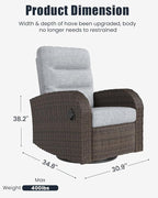 Outdoor Swivel Recliner Chair Set of 2, All-Weather Wicker Reclining Patio Chair - Image 2