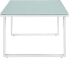 Modway Fortuna Aluminum Glass Outdoor Patio 44" Coffee Table in White - Image 5