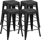 Yaheetech 24 Inch Metal Barstools Set of 4, Counter Height Backless Stools by Yaheetech