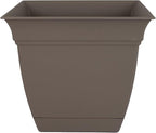 The HC Companies Eclipse Square Plastic Planter w/Attached Saucer by TheHCCompanies