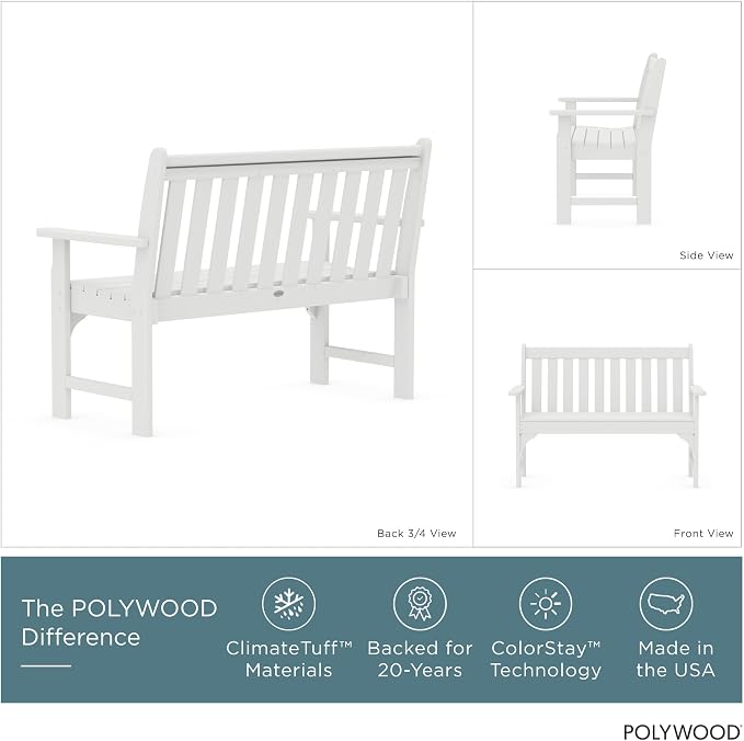 POLYWOOD GNB48WH Vineyard 48" Bench - Image 3