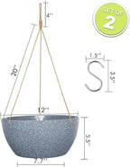 12 Inch 2 Pack Large Hanging Planters - Image 2