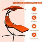 Giantex Hanging Chaise Lounger Chair, Arc Stand Porch Swing Chair w/Canopy - Image 7