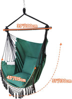 Hammock Chair Hanging Rope Swing Chair, Max 450 Lbs, Large Hanging Chair - Image 4