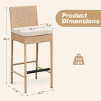 ECOTOUGE Rattan Bar Stools Set of 4, Wicker Woven Patio Stools & Patio Bar - Image 3