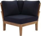Modway Marina Outdoor Patio Teak Corner Sofa in Natural Navy by Modway