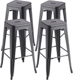 Stackable Metal Bar Stool Backless Indoor-Outdoor Counter Stools Fullmetal by VENIHOME