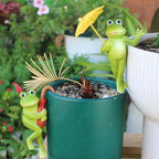 Set of 2 Funny Frog Statues Outdoor Flower Pot Hugger, Resin Hanging Frog - Image 2