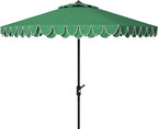 SAFAVIEH 9ft Outdoor Patio Umbrella, Dark Green, Auto Crank Tilt, UV Resistant by SAFAVIEH