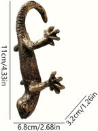 Vintage Bronze Gecko Planter Pot Hugger Flower Figurine – Resin Climbing Lizard - Image 2