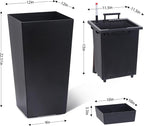 GarveeLife 22.5 in Tall Planters Set of 2, Outdoor＆Indoor Black Planter Pots - Image 8