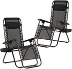 FDW Zero Gravity Chairs Set of 2 Black Lounge Patio Chairs Outdoor Yard Beach by FDW