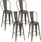 Giantex Metal Bar Stools Set of 4, Rubber Feet, Industrial Stackable Barstools by Giantex