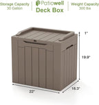 Patiowell 30 Gallon Resin Deck Box, Outdoor Storage Box - Image 6