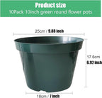 10 Pack Green Plastic Planter Pots, 10 Inch Thick - Image 2