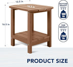 nalone Adirondack Side Table 16.5" Outdoor Side Table HDPE Plastic Double - Image 3