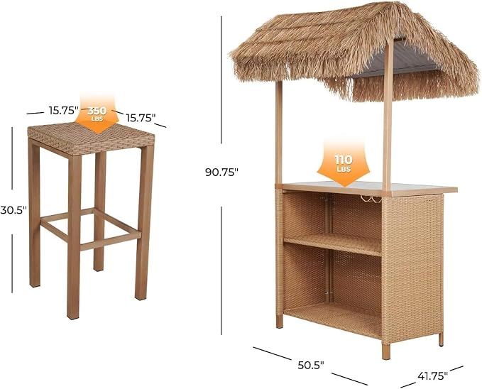 Grand patio Outdoor Tiki Bar Set - Image 8