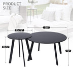 Outdoor Patio Coffee Table Set of 2, Weather Resistant End Table, Round Nesting - Image 3