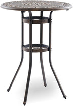 Outdoor Bar Height Table, 31.5" Round Cast Aluminum Patio Pub Table by Attliahome