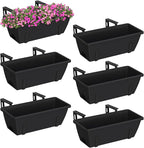 YBING Railing Planter Boxes 6 PCS Black Rectangle Railing Flower Box by YBING