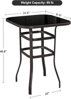 Yaheetech Patio Bar Table Tempered Glass, Height High Top Outdoor Pub Height - Image 3