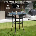 3 PCS Patio Swivel Bar Stools Set, 3 Piece Swivel Outdoor Table and Chairs Bar - Image 6