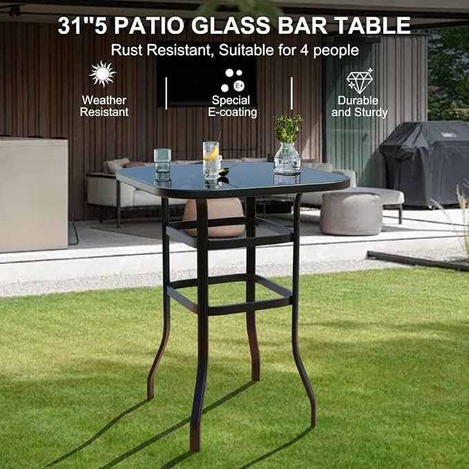 3 PCS Patio Swivel Bar Stools Set, 3 Piece Swivel Outdoor Table and Chairs Bar - Image 6