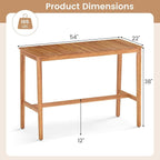 HAPPYGRILL Acacia Wood Outdoor Bar Table 55 Inch, Rectangular Pub Table - Image 3