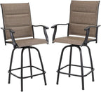 PHI VILLA Outdoor Swivel Bar Stools Set of 2, High Top Patio Chairs by PHIVILLAThepioneerofcomfortablehouseholdsupplies