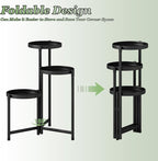 Plant Stand indoor outdoor-3 Tier black Tall Metal Flower Pot Holder 9in Wide - Image 4